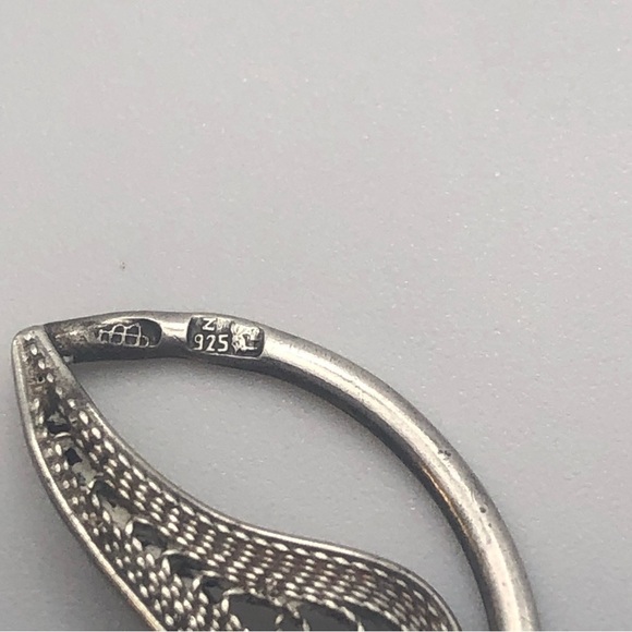 VTG Sterling Silver Filigree Leaf Link Bracelet Hook Clasp 7.5” - Picture 5 of 6